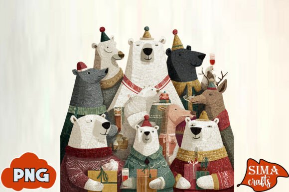 Download Christmas Animals Celebrating Polar Bear - Bear Collection