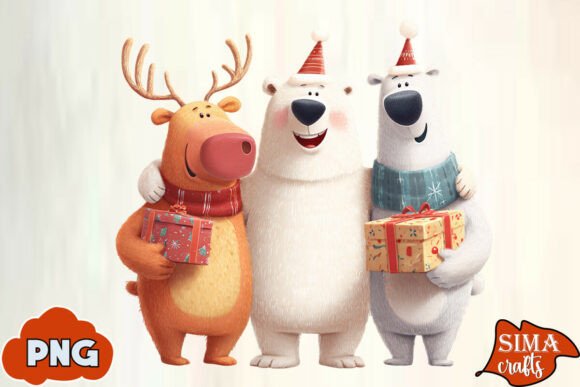 Download Christmas Animals Celebrating Polar Bear - Bear Collection