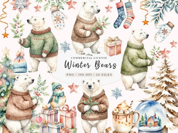 Download Polar Bear Clipart, Winter Bear Clipart, - Bear Collection