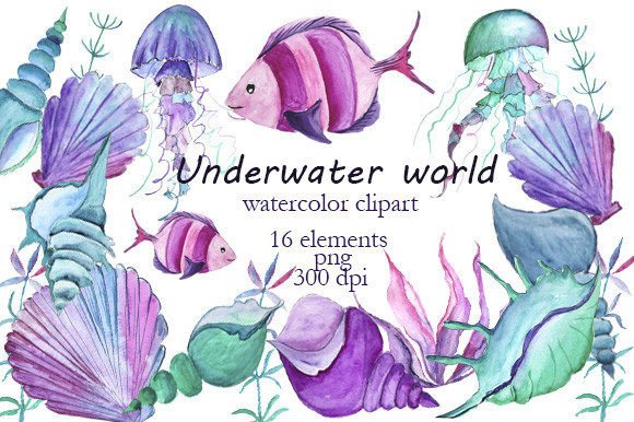 Download Watercolor Undersea World Clipart,PNG - Undersea world clipart Collection
