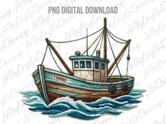 Download Watercolor Nautical Fishing Boat PNG - Nautical Collection