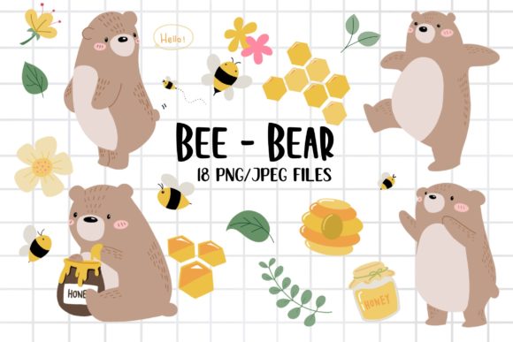 Download Bear and Honey Bee Clipart - Bear Collection