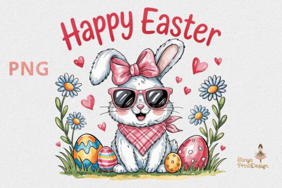 Download Happy Easter Bunny Sunglasses PNG Print - Bunny Collection