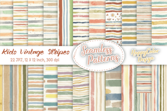 Download Kids Vintage Stripes Seamless Patterns - Kids Collection