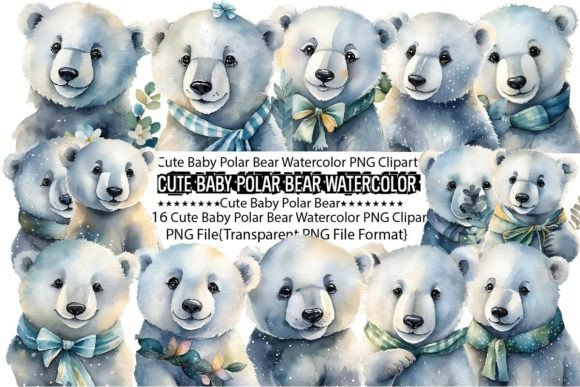 Download Cute Baby Polar Bear Watercolor Bundle - Bear Collection