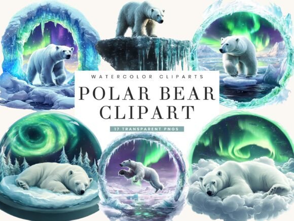 Download Watercolor Polar Bear Clipart Bundle - Bear Collection