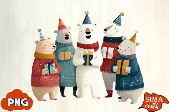 Download Christmas Animals Celebrating Polar Bear - Bear Collection