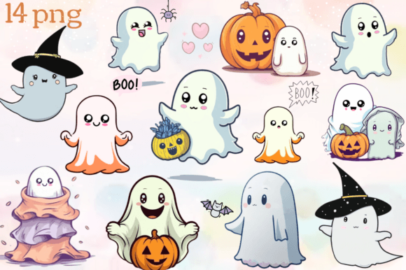Download Kawaii Ghosts Clipart for Kids Halloween - Kids Collection