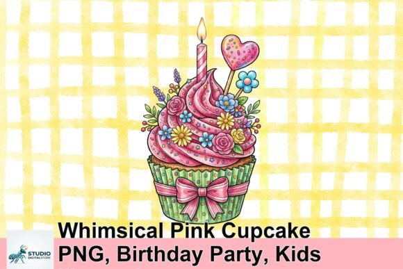 Download Whimsical Pink Cupcake PNG, Birthday Party, Kids Illustration - Kids Collection
