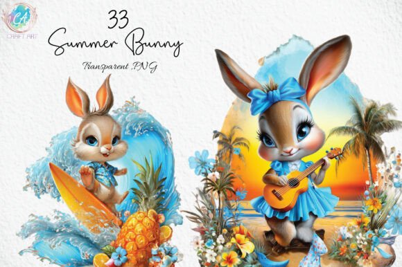 Download Whimsical Summer Bunny Clipart PNG - Bunny Collection