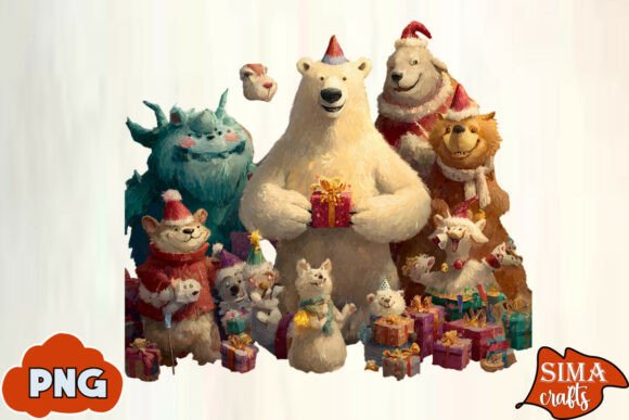 Download Christmas Animals Celebrating Polar Bear - Bear Collection