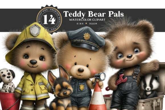 Download Baby Teddy Bears in Jobs Clipart PNG Set - Bear Collection