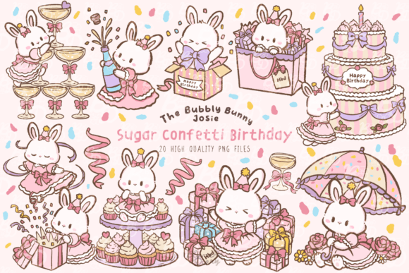 Download Kawaii Bunny Sugar Confetti Clipart - Bunny Collection