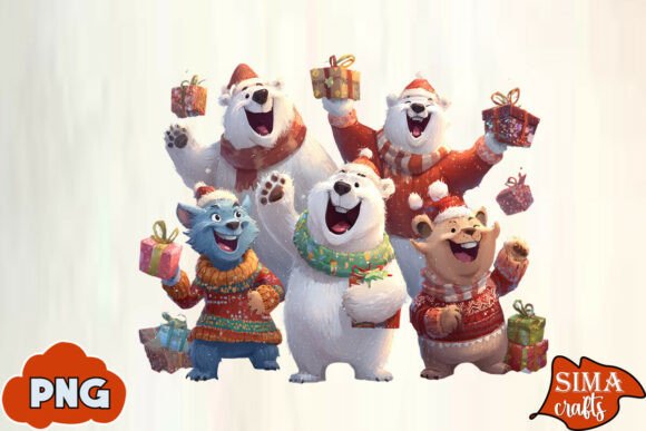 Download Christmas Animals Celebrating Polar Bear - Bear Collection