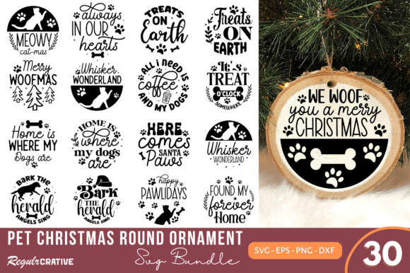 Download Pet Christmas Round Ornament SVG Bundle - Premium Resources