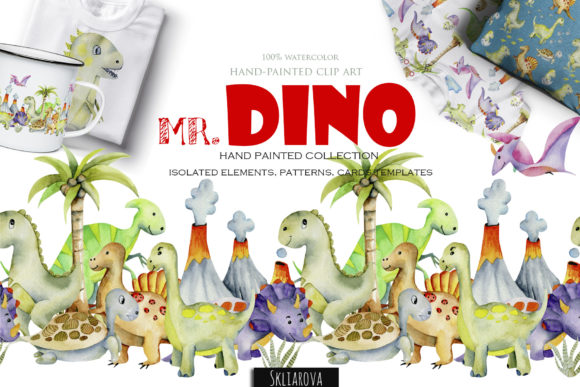 Download Mr. Dino Watercolor Clipart for Kids - Kids Collection