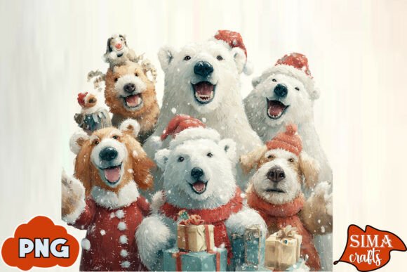 Download Christmas Animals Celebrating Polar Bear - Bear Collection