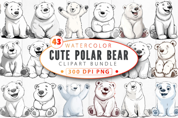 Download Funny Cute Polar Bear Clipart Bundle - Bear Collection